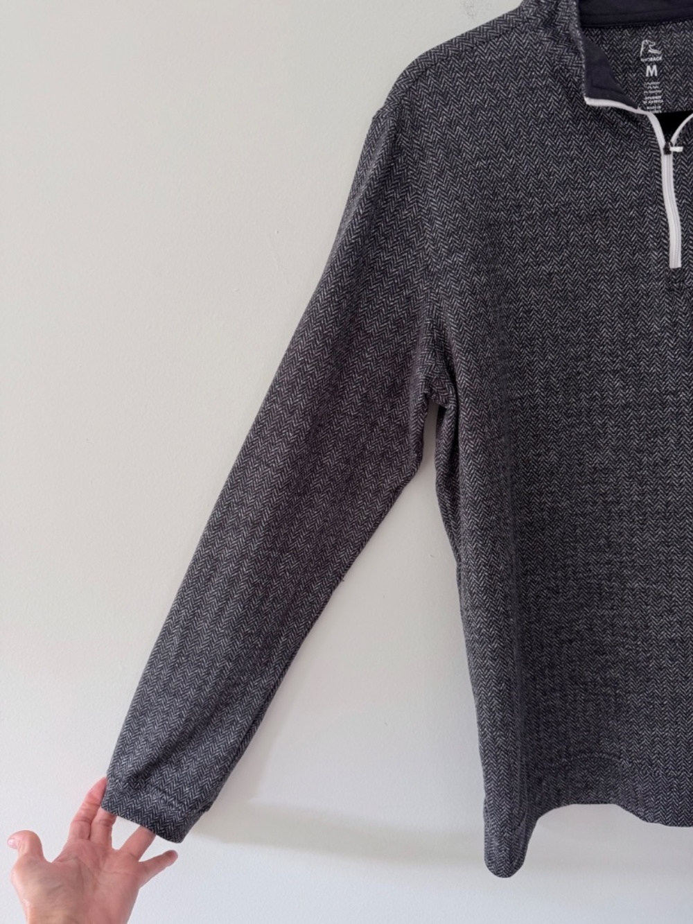 Rhoback 'Osprey' Q-Zip Performance Black Grey Tweed Pattern Moisture Wicking - Picture 4 of 7